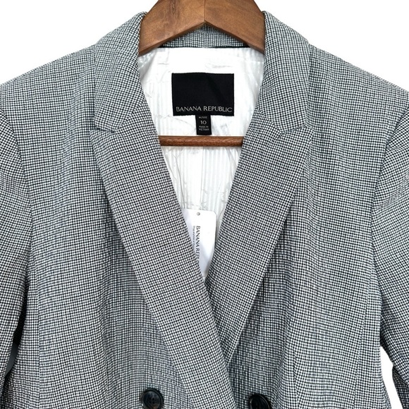 Banana Republic blazer, double breasted, in a stretch cotton blend, gingham - Picture 5 of 12